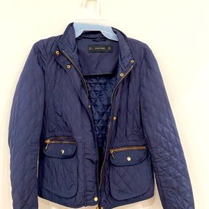 Zara basics navy blue quilted jacket